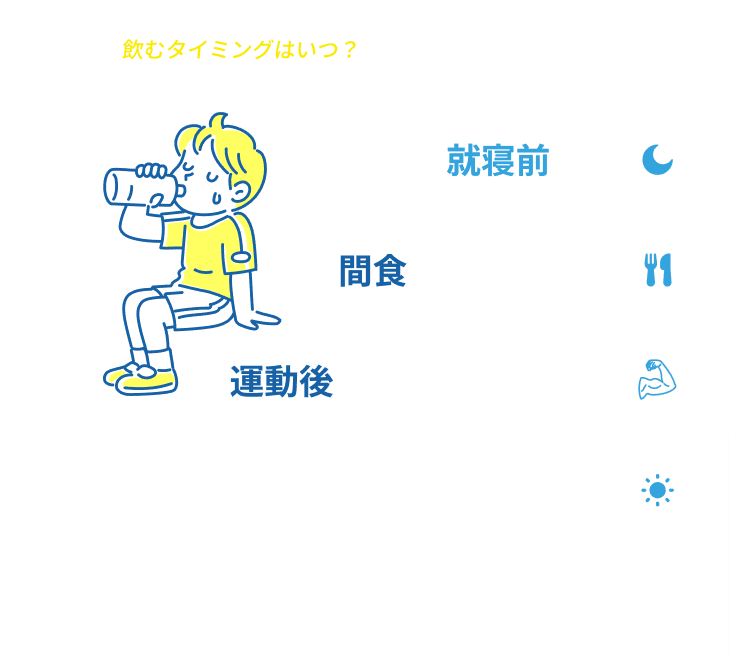 飲むタイミングはいつ？朝食時・運動後・間食・就寝前