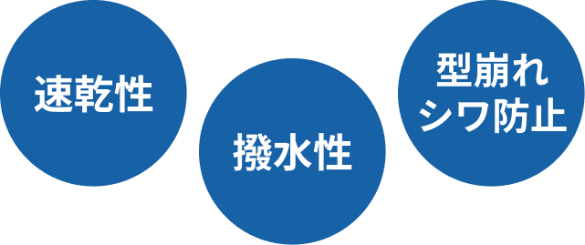 速乾性・撥水性・型崩れ シワ防止